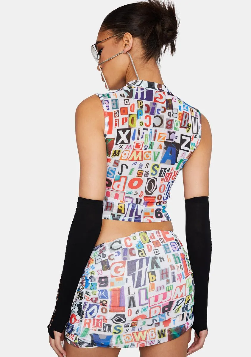 Breaking News Mesh Mini Skirt