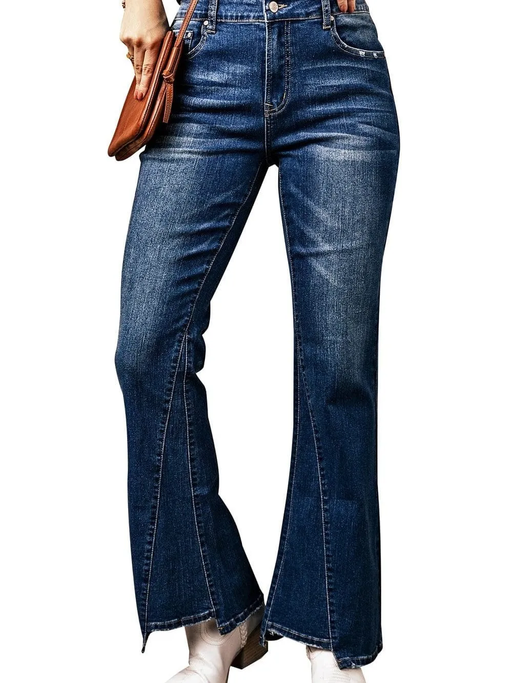 Button Fly Flare Jeans
