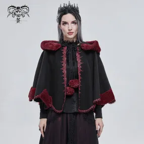 CA02801 Black double-sided woolen contrast color fur shawl with fur