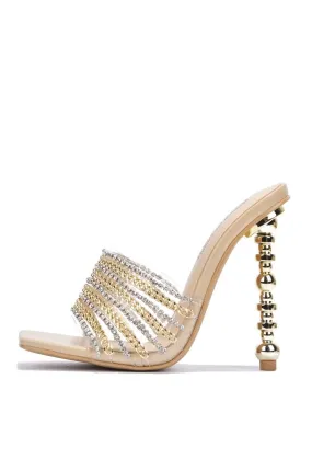 Cape Robbin CATANA Nude Clear Sexy Strappy Square Open Toe Stiletto High Heels