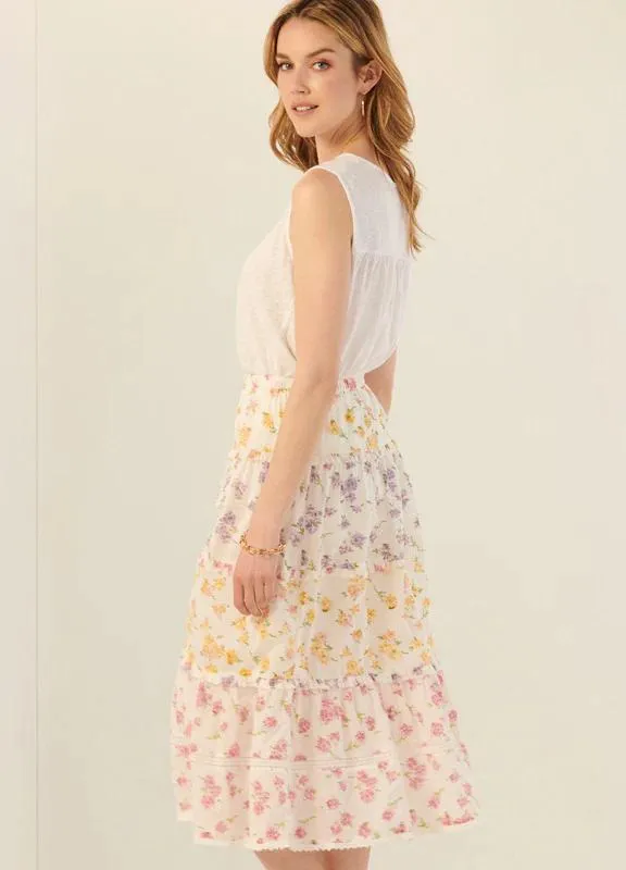 Charlie Paige Giardino Cotton Boho Tiered Skirt