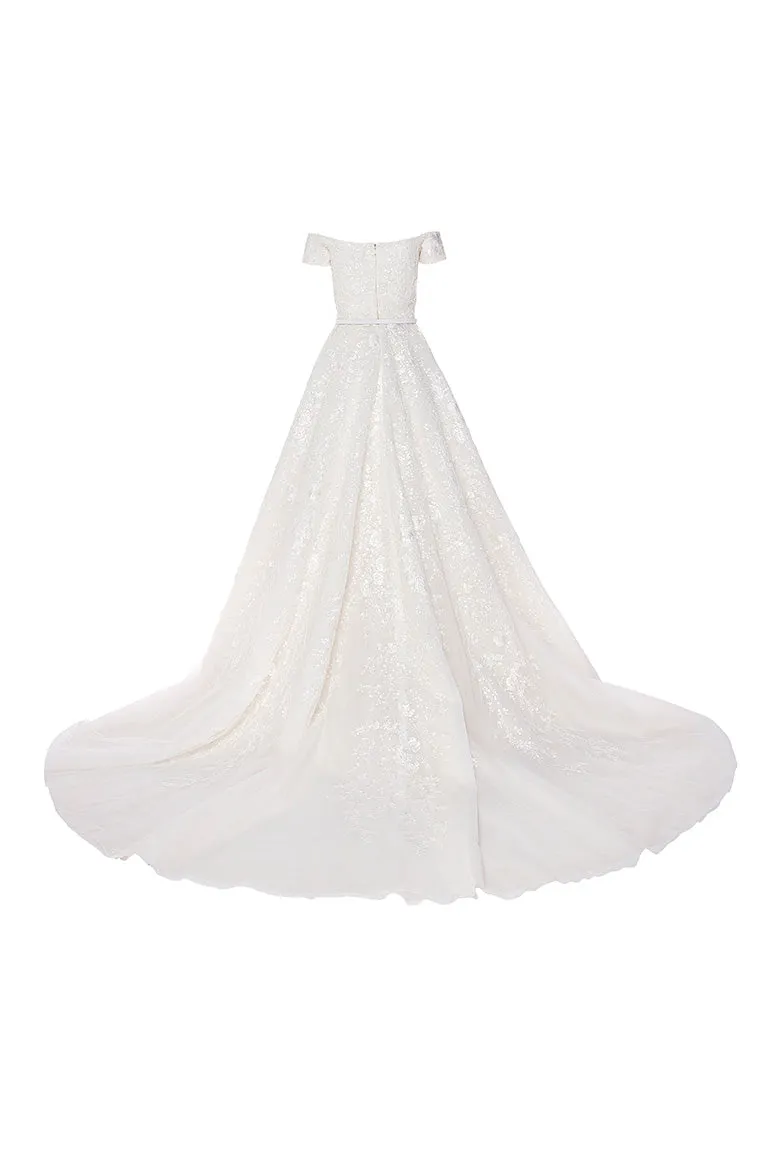 Classy Off-Shoulders Layered Tulle Wedding Dress