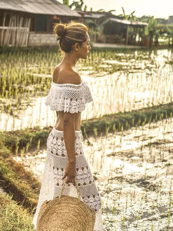 Crochet Filigree Off Shoulder Top