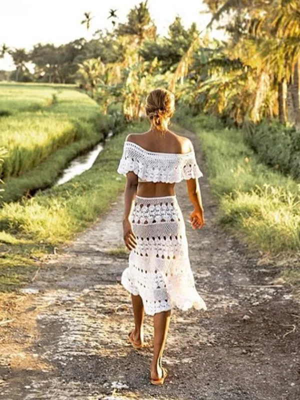 Crochet Filigree Off Shoulder Top