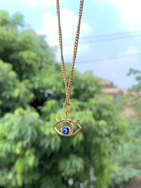 Dainty Evil Eye Pendant   Chain