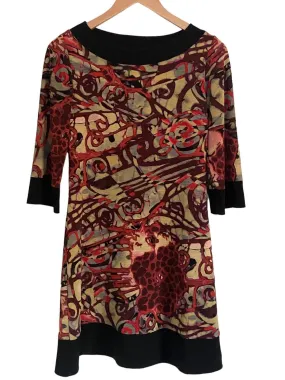 Dark Autumn Abstract Print Shift Dress