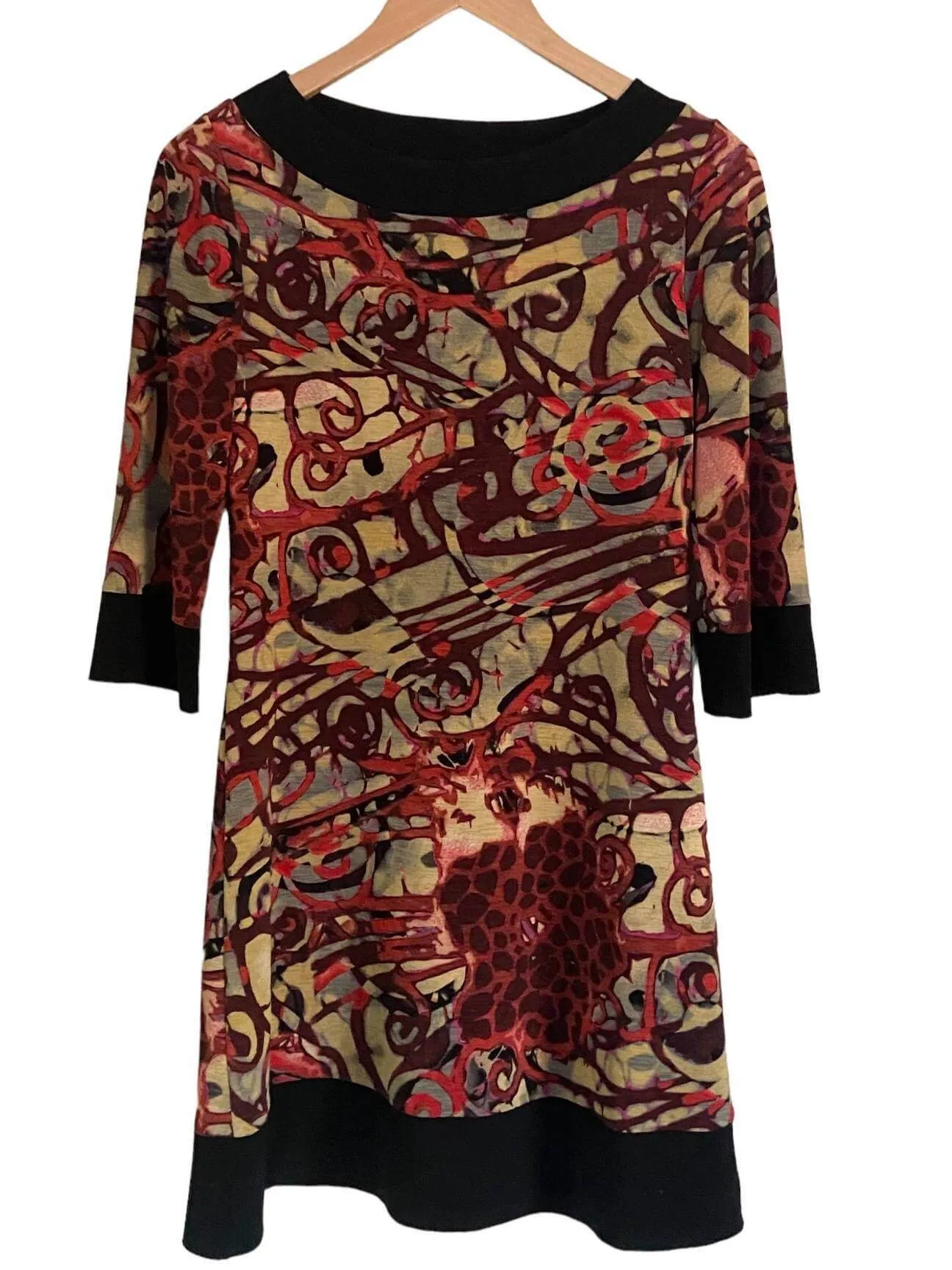 Dark Autumn Abstract Print Shift Dress