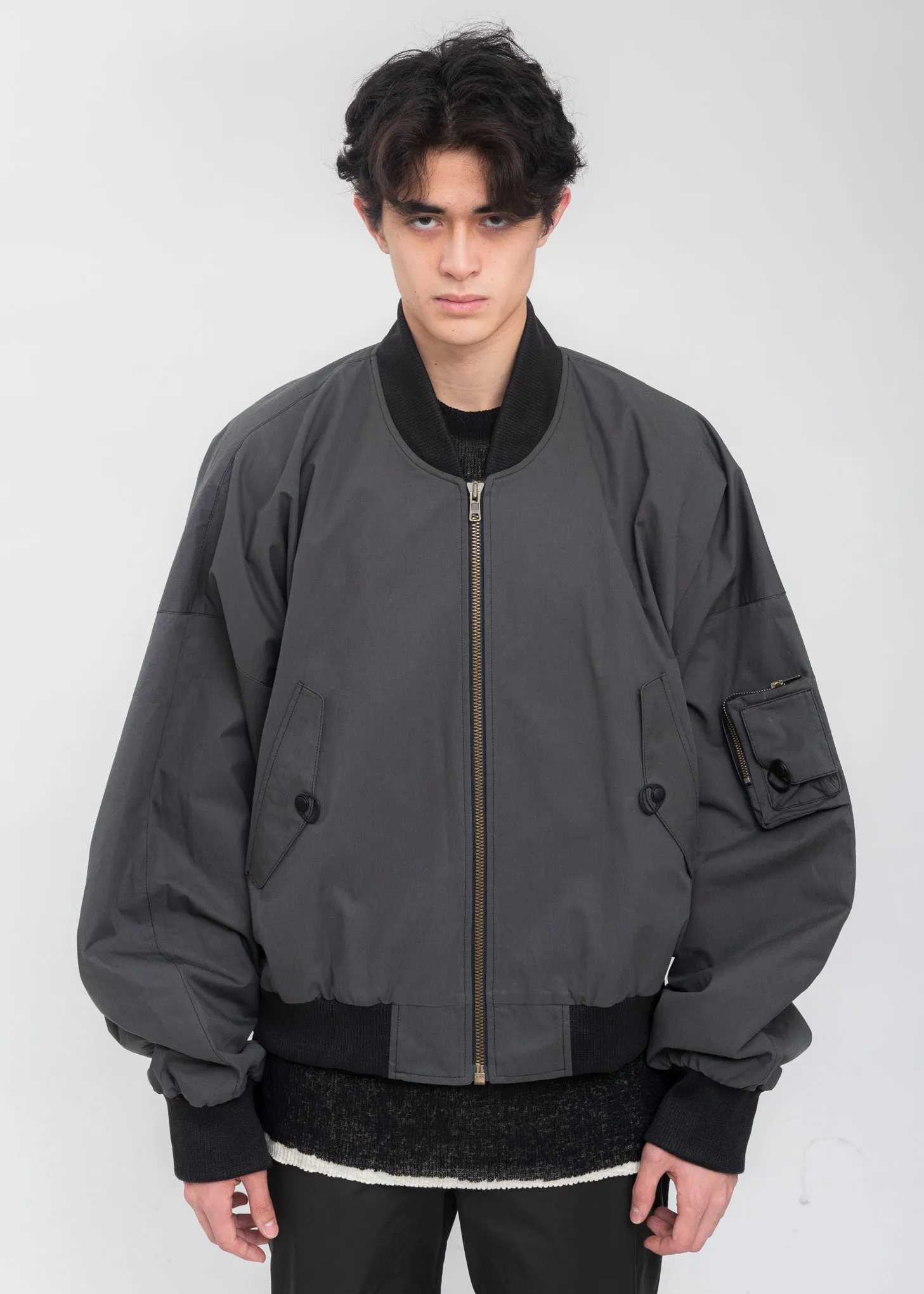 Dark Grey Cotton Bomber