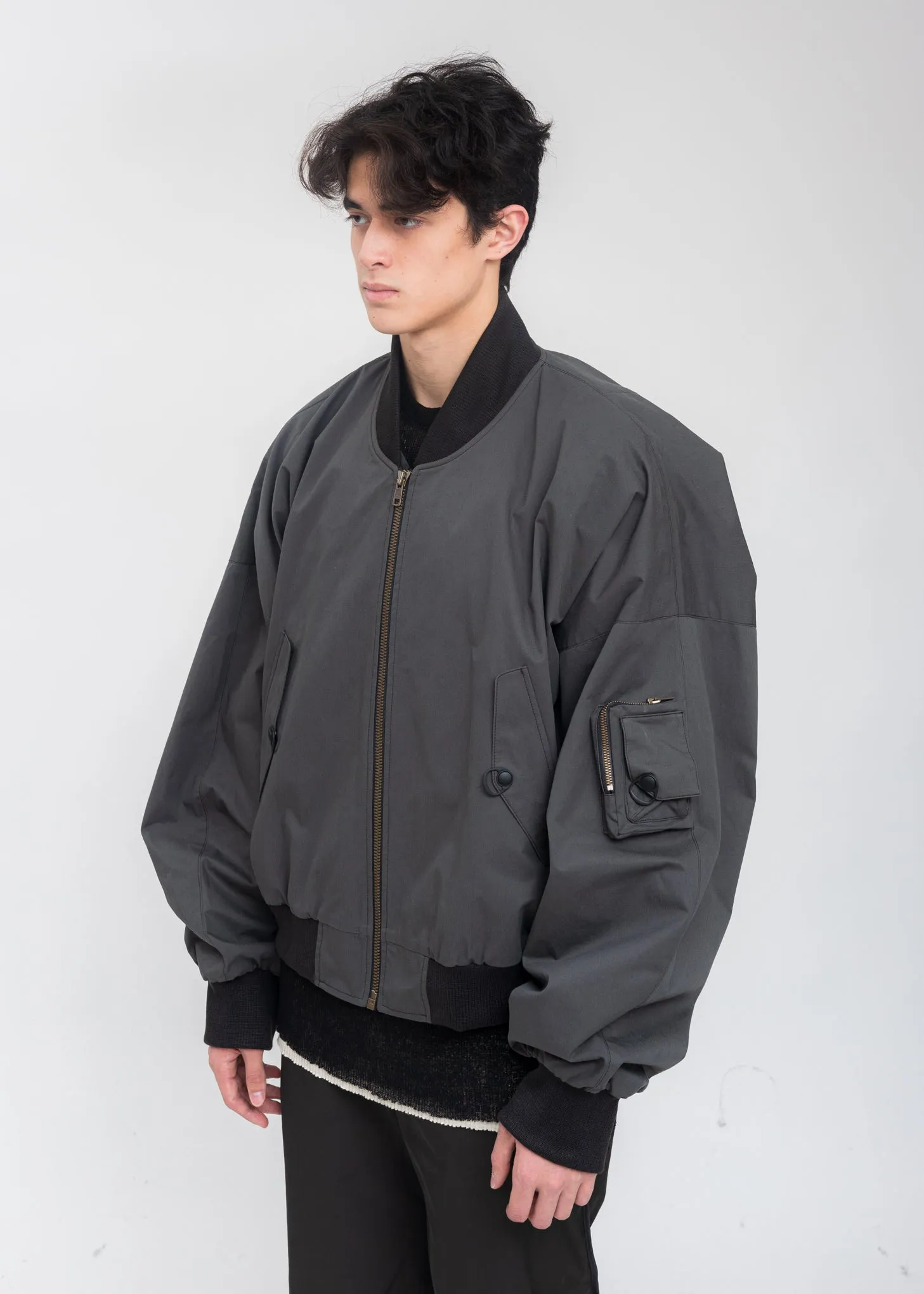 Dark Grey Cotton Bomber