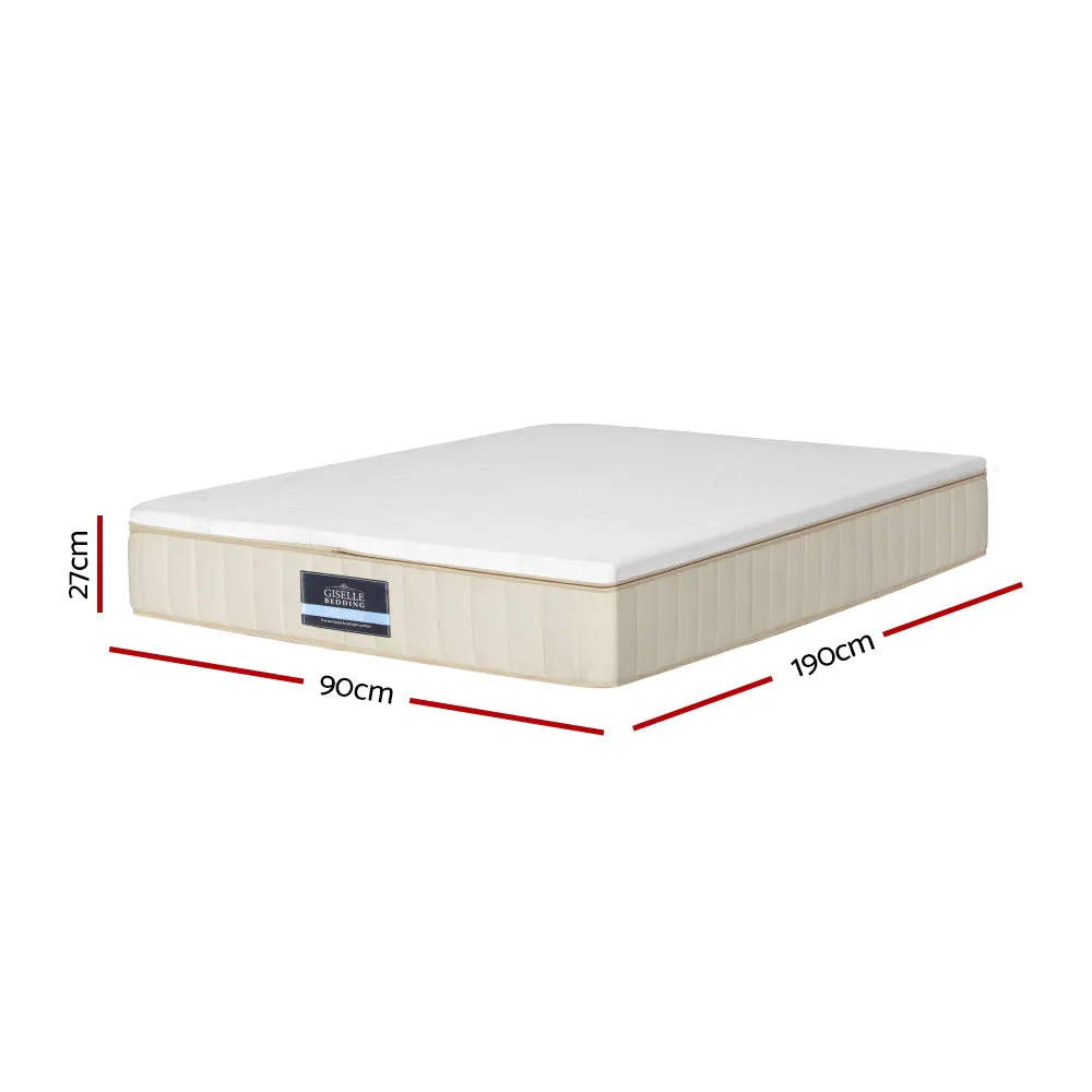 Dual Firmness Mattress 27cm 5-Zone Pocket Spring Single Giselle Bedding