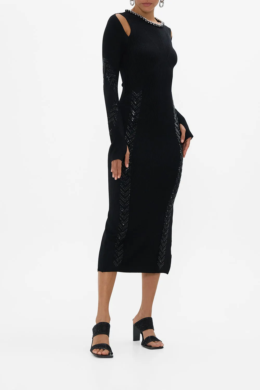 ENGINEERED CUT OUT LONG KNIT DRESS CARTOUCHE KINGDOM