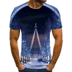 Ferris wheel street lights shirts top tee festival men Cool art costume Christmas