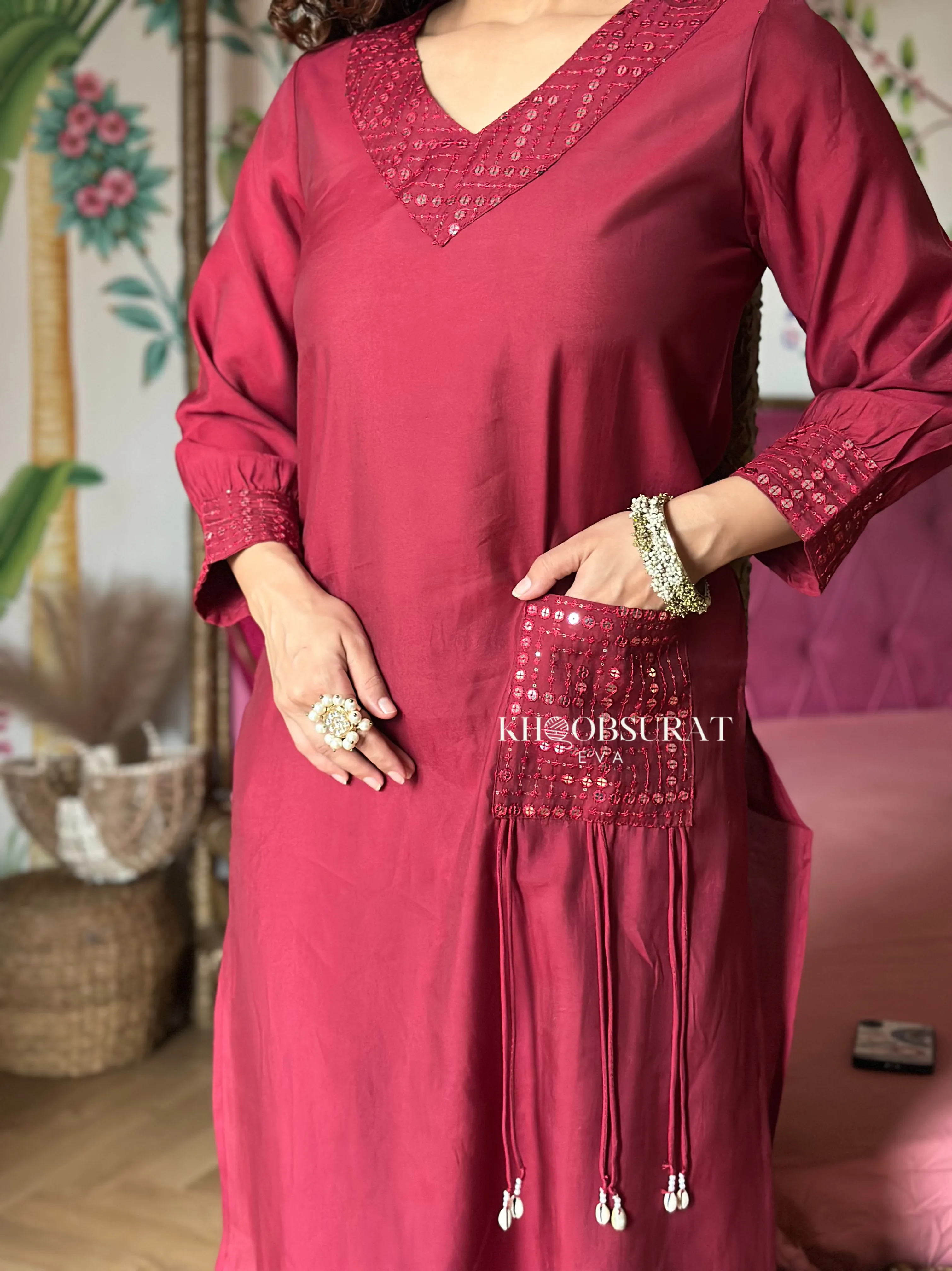 Festive Vibes Red Kurta Set