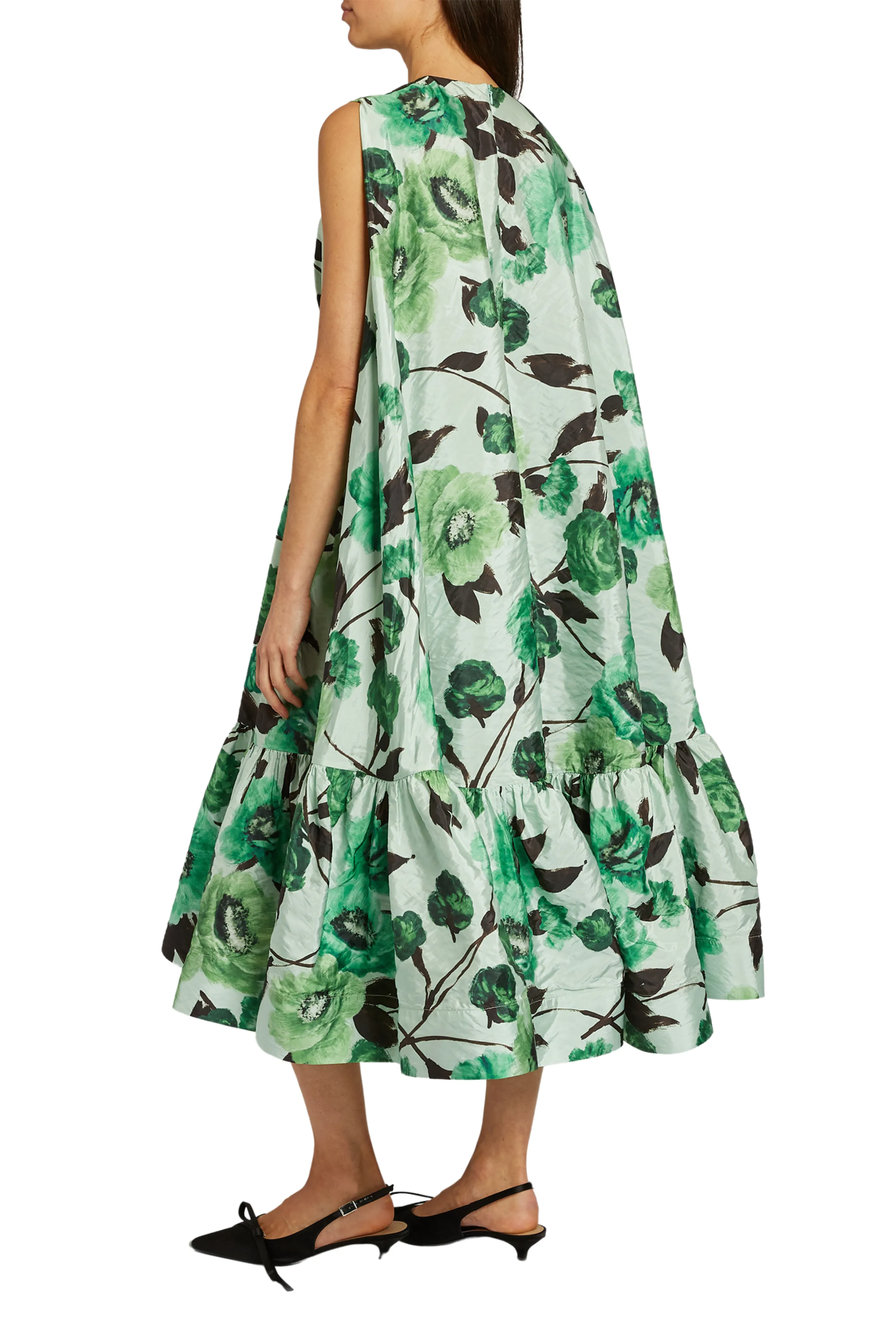 Floral Midi Dress with Cape