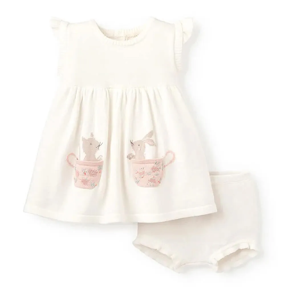Flutter Sleeve Knit Baby Dress Tea Party