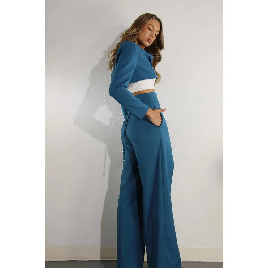 Fly Away Back Tie Pants BLUE