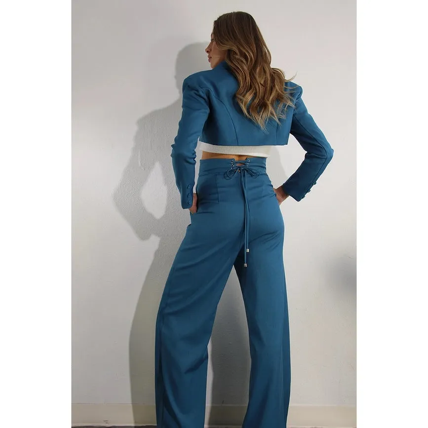 Fly Away Back Tie Pants BLUE