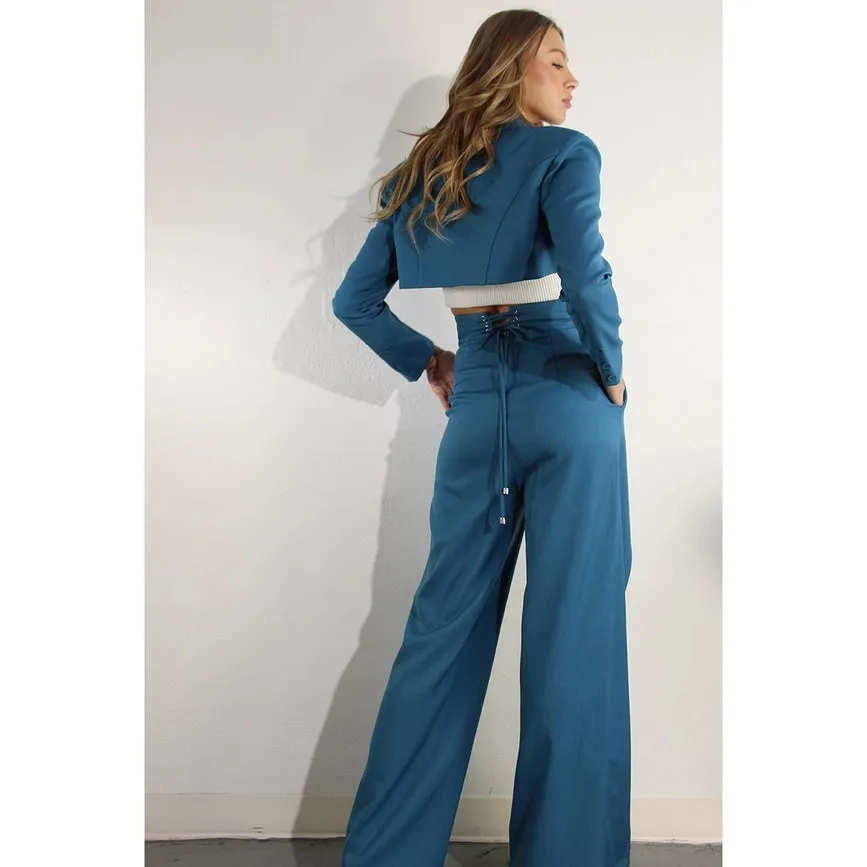 Fly Away Back Tie Pants BLUE