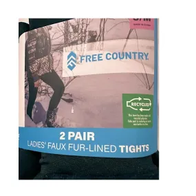 Free Country Women's Faux Fur Lined Wide Waistband Tights, Set of 2