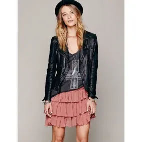 Free People Pink Project Castaway Ruffle Asymmetrical Mini Skirts Skirt Size S
