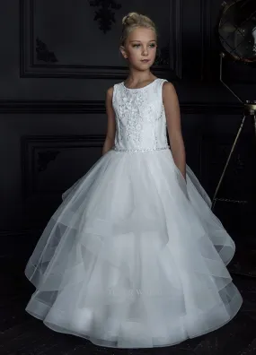 G122 Girls Teter Warm Communion Dress off white/blush