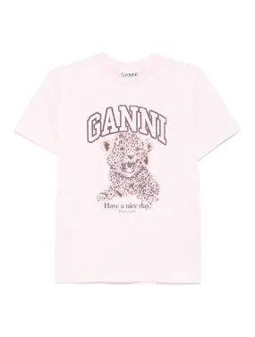 Ganni Basic Jersey Leopard Relaxed T-Shirt