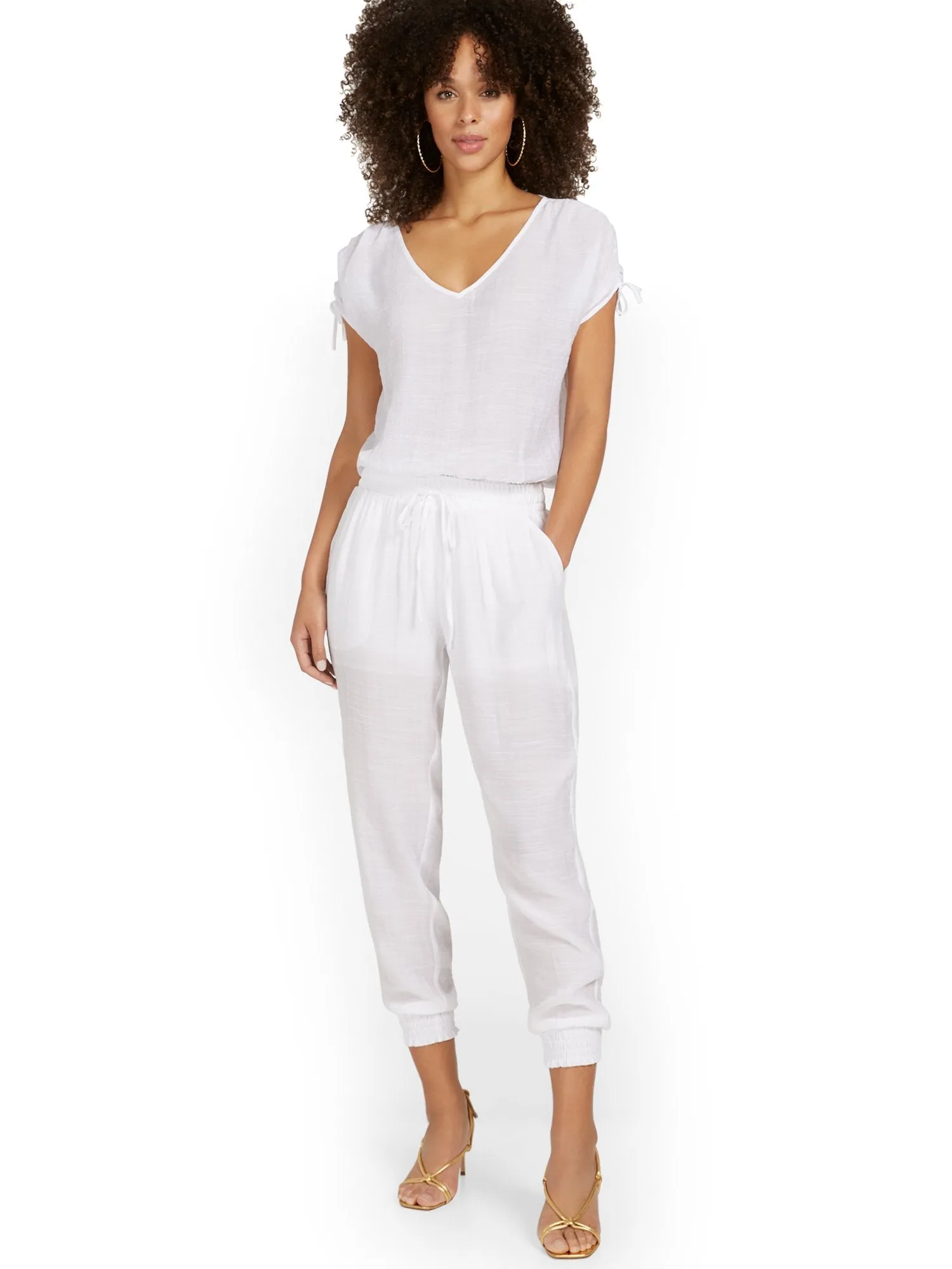 Gauze High-Waisted Drawstring Jogger Pant