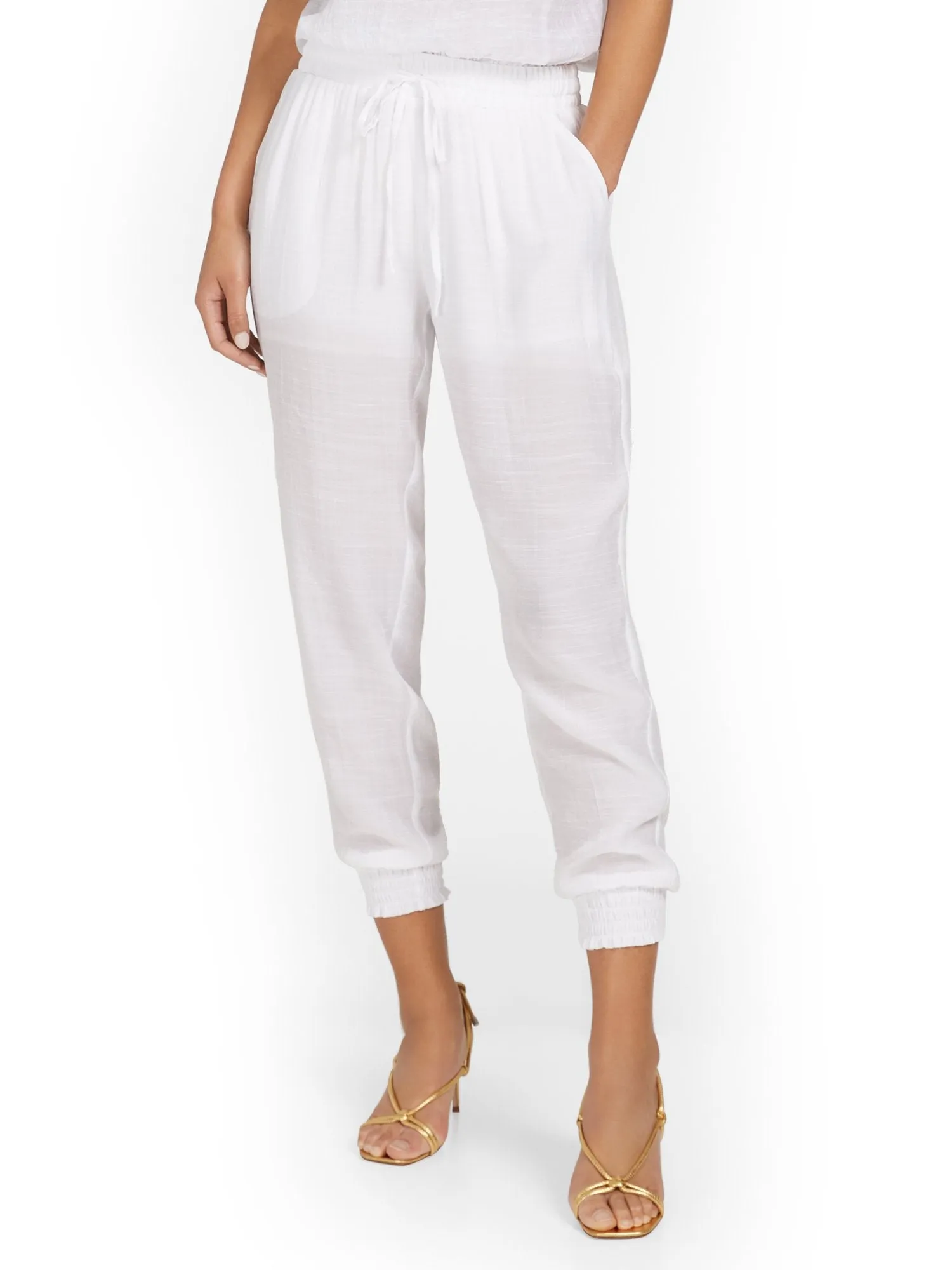 Gauze High-Waisted Drawstring Jogger Pant