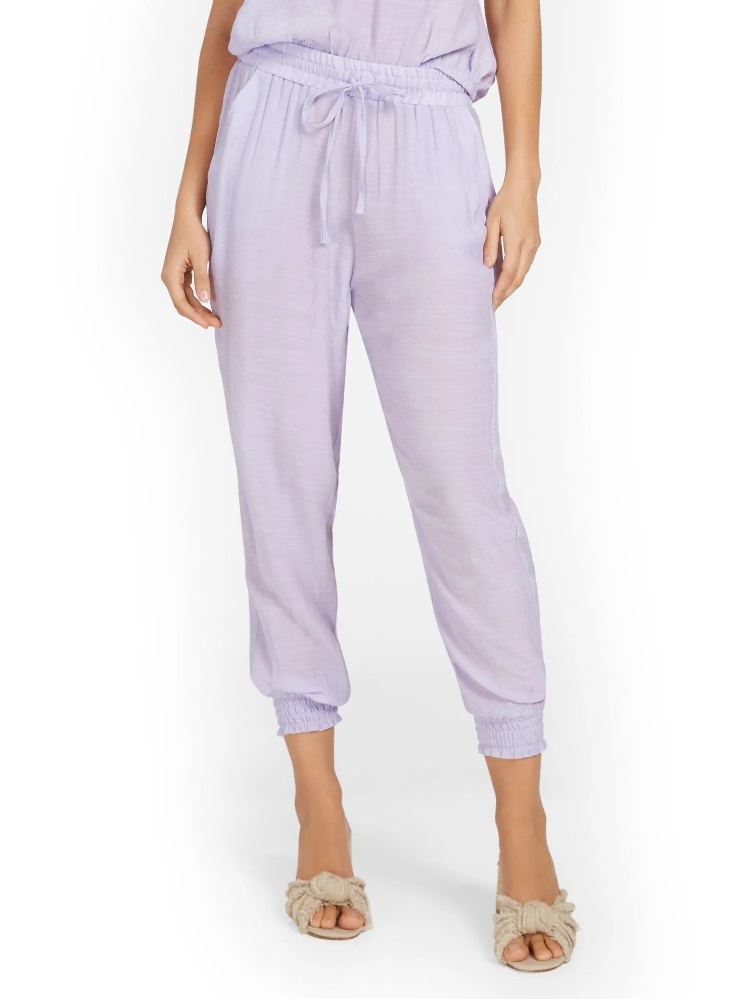 Gauze High-Waisted Drawstring Jogger Pant