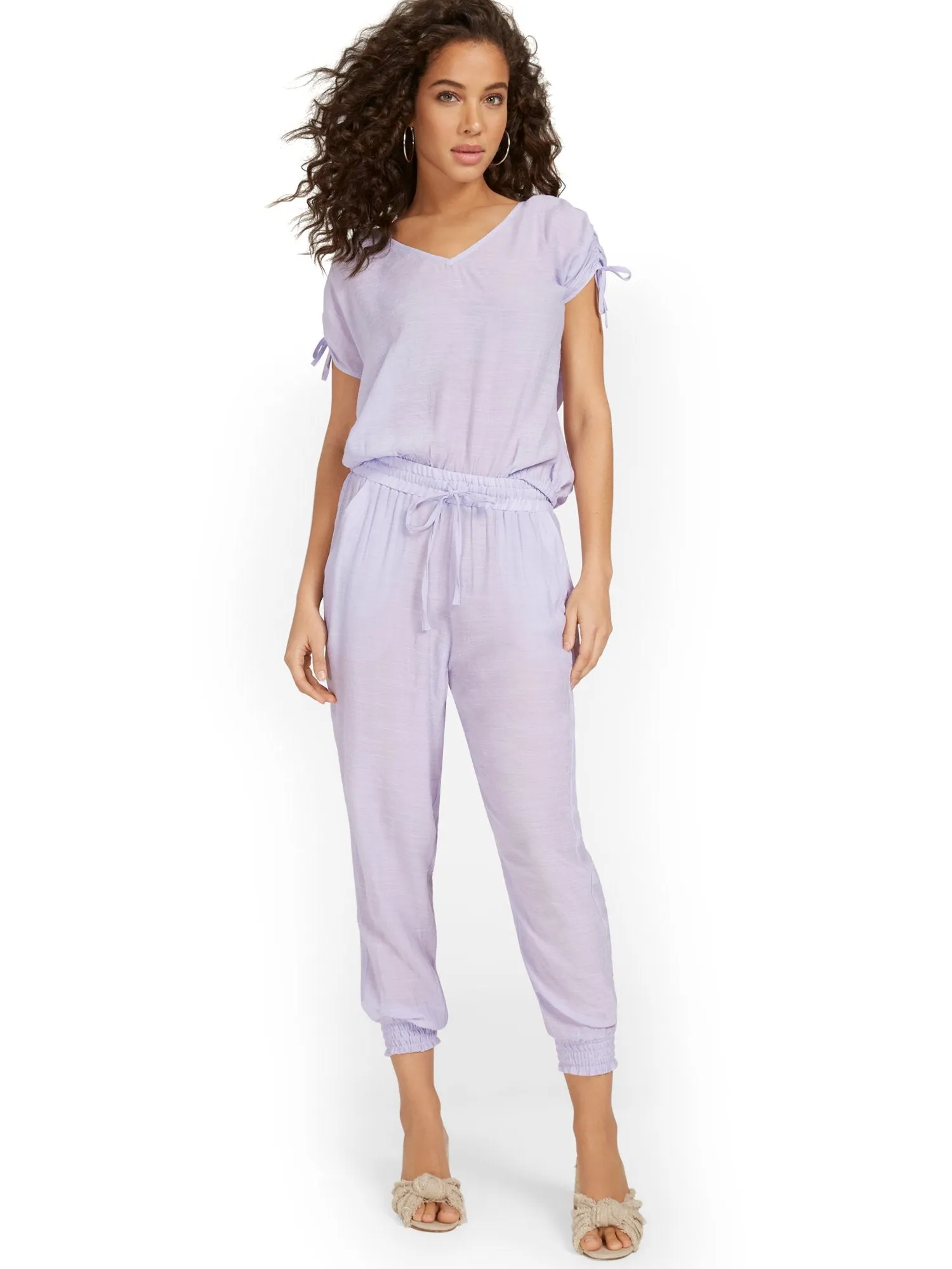 Gauze High-Waisted Drawstring Jogger Pant