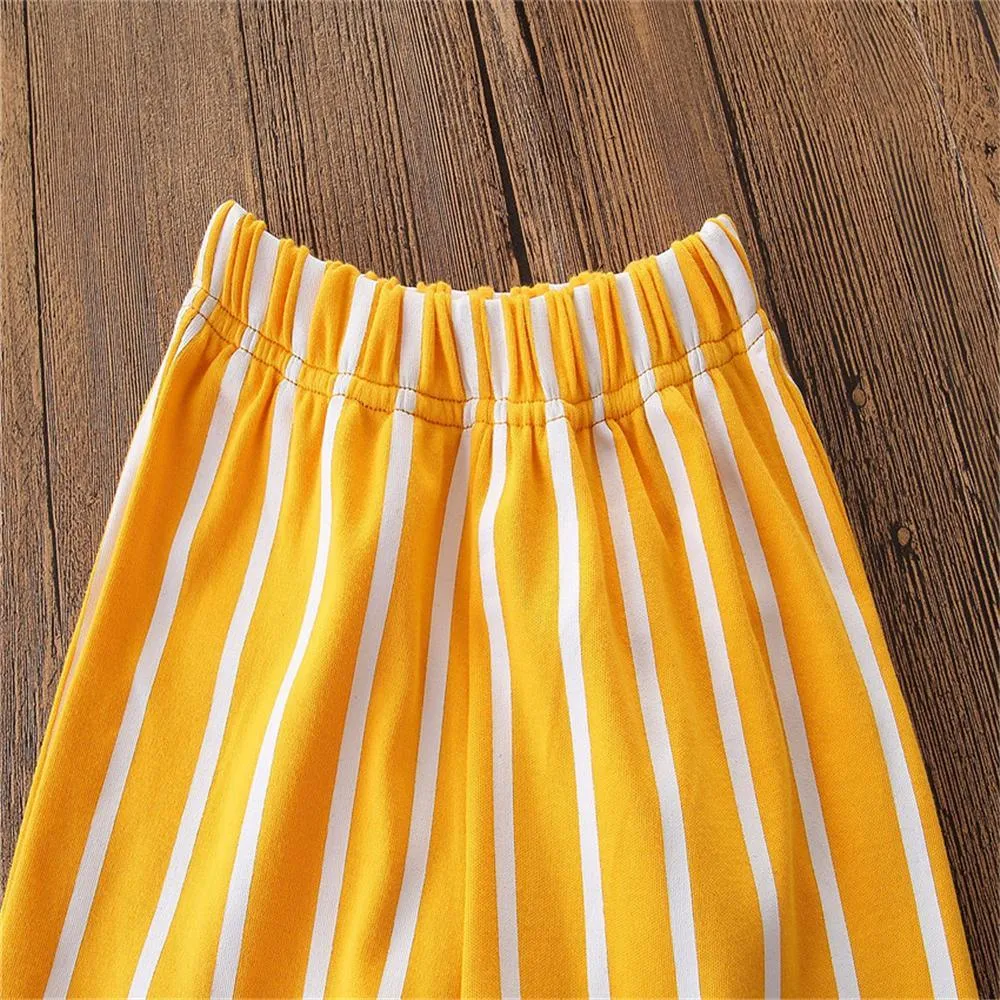 Girls Striped Leopard Printed Flared Summer Trousers Baby Outfits Girl