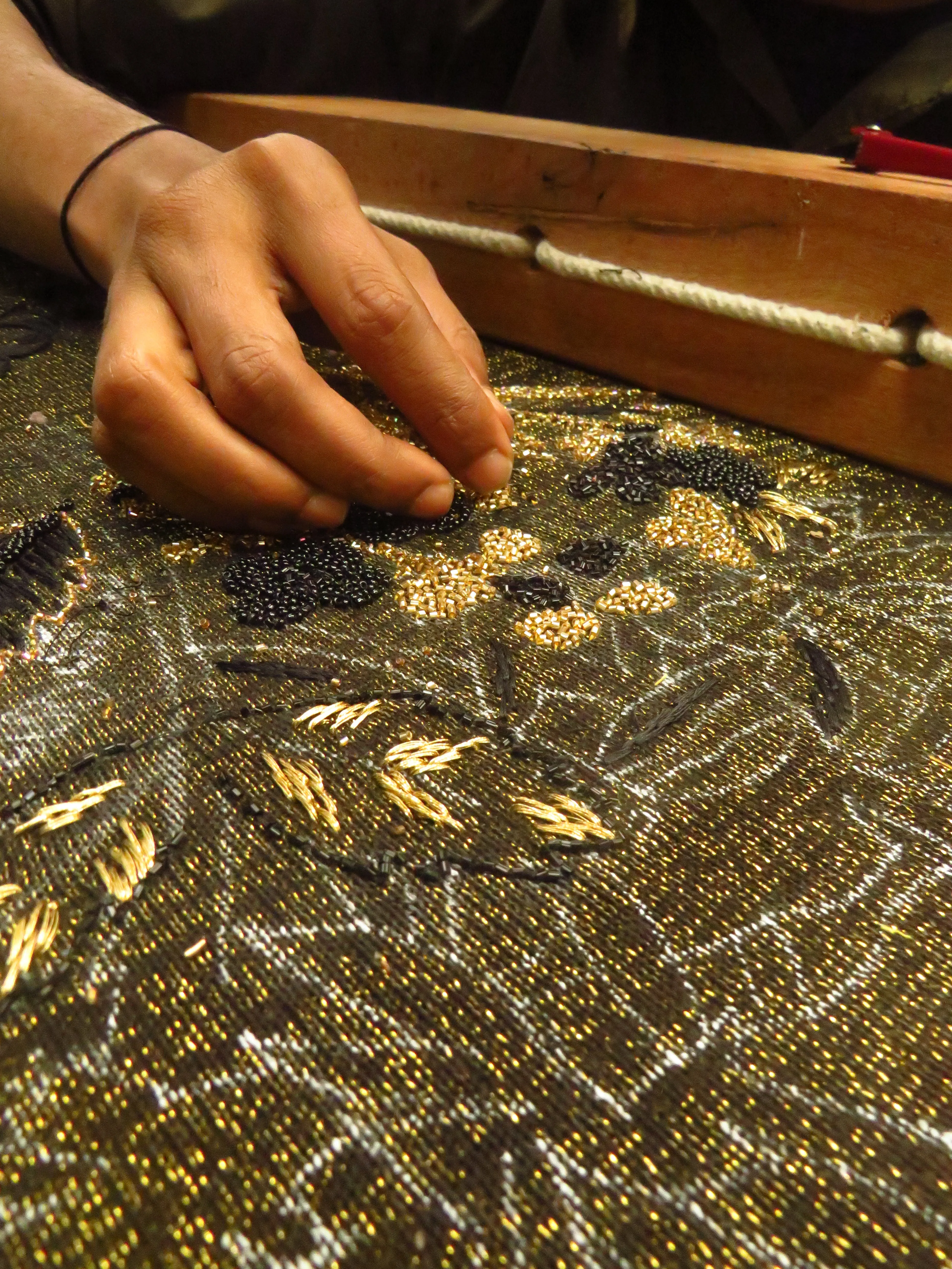 Gold Shimmer Hand Embroidered Gown