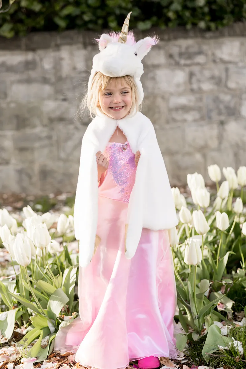 Great Pretenders Unicorn Cuddle Cape, White, Size 2-3