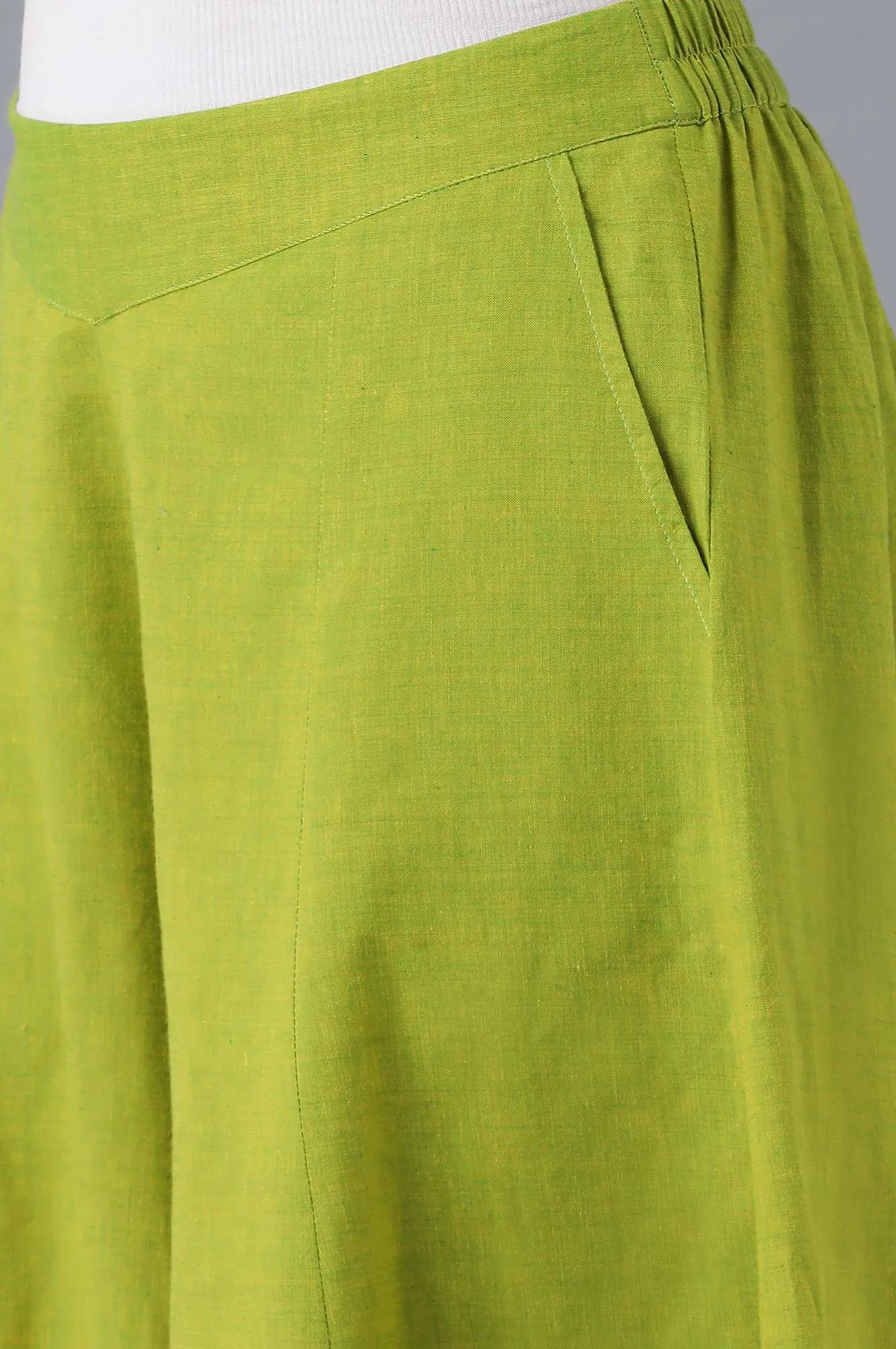 Green solid cotton palazzo