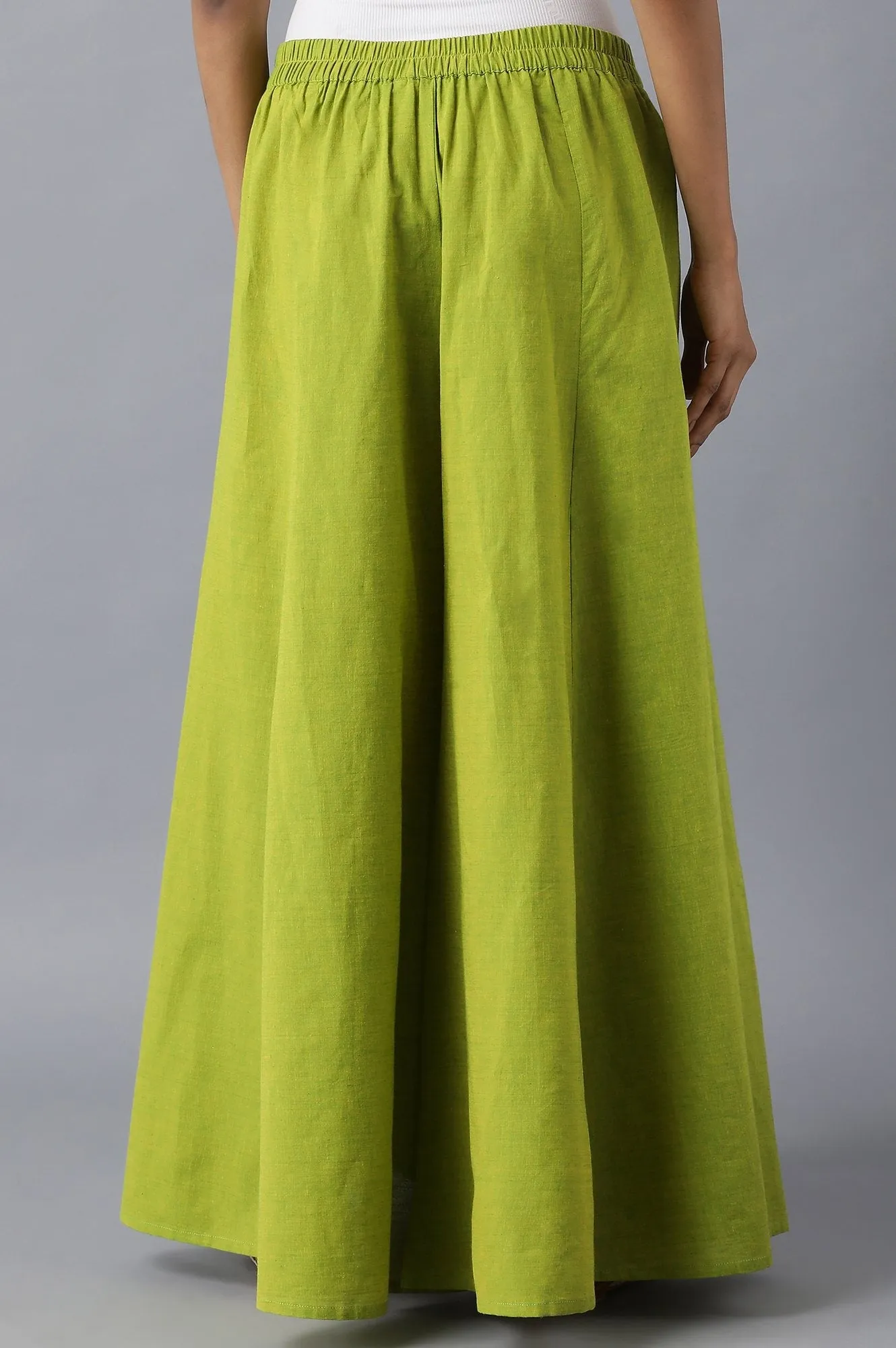Green solid cotton palazzo