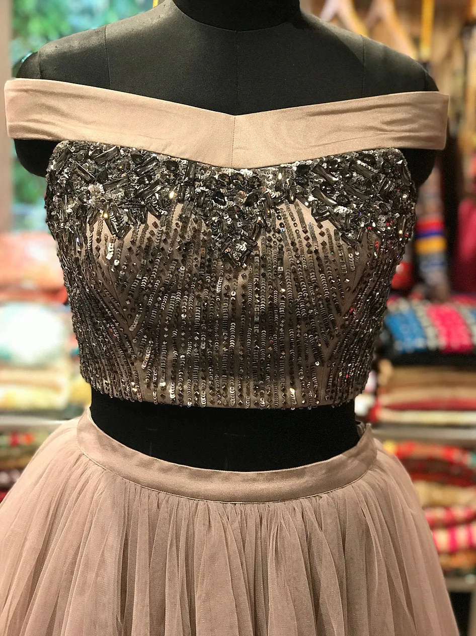 Grey Crop Top Skirt