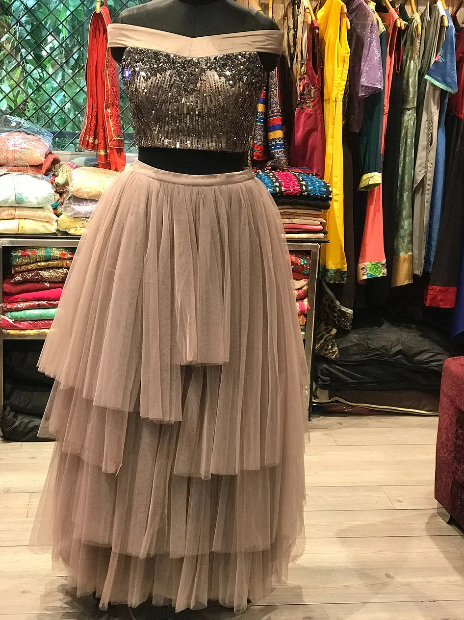 Grey Crop Top Skirt