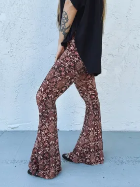 Hitchin' A Ride Baroque Print Bell Bottom Flare Pants