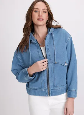 Hooded Denim Bomber Jacket