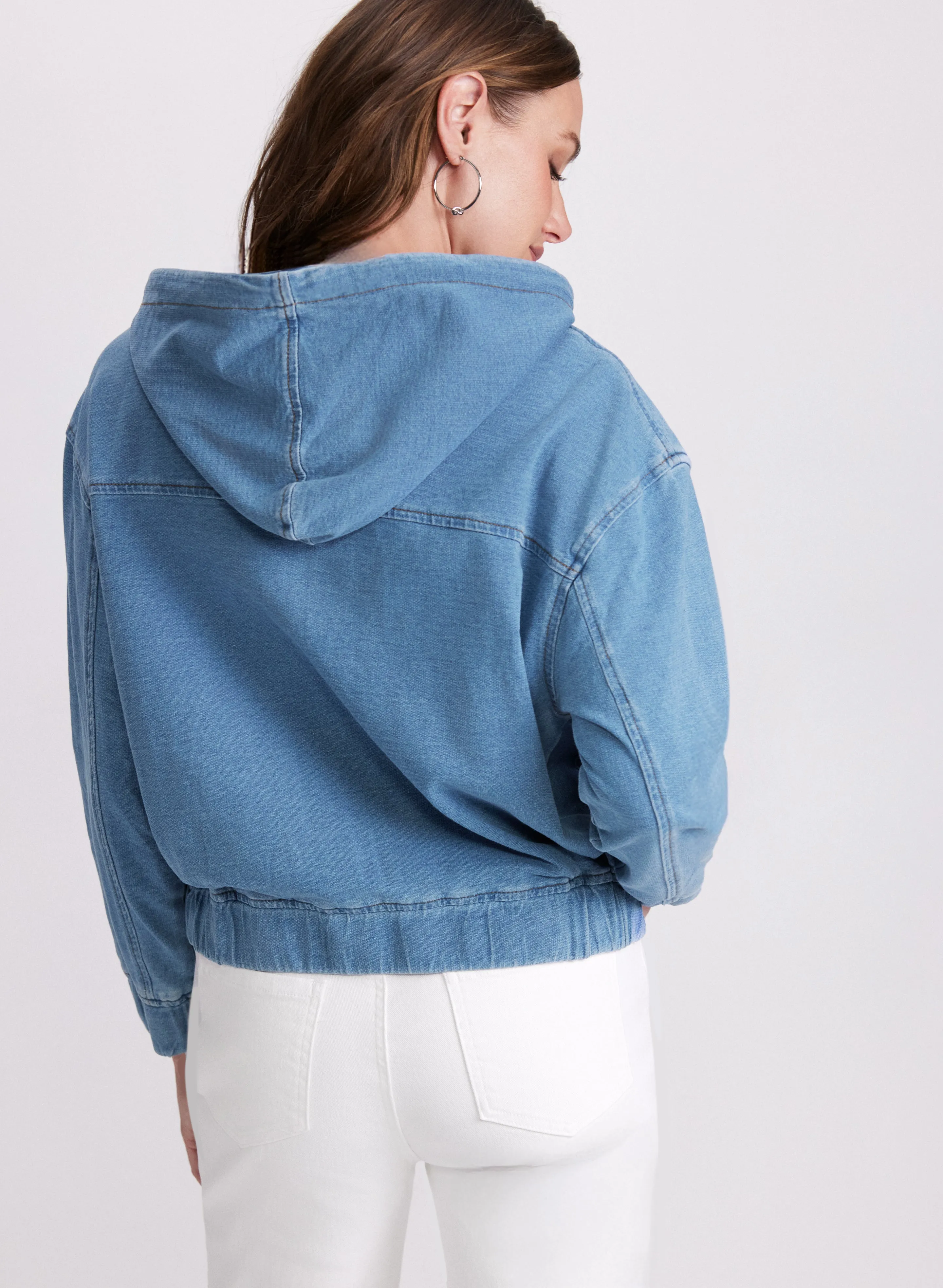 Hooded Denim Bomber Jacket