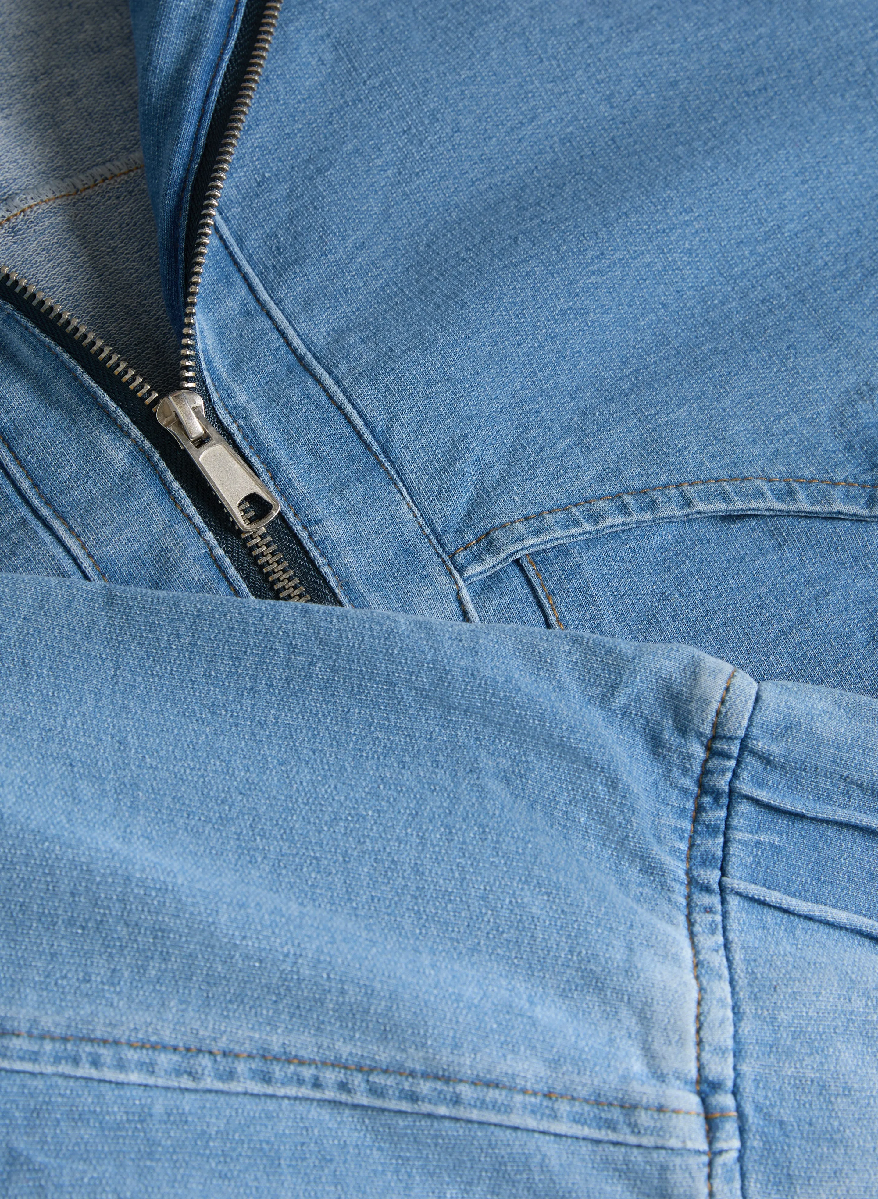 Hooded Denim Bomber Jacket