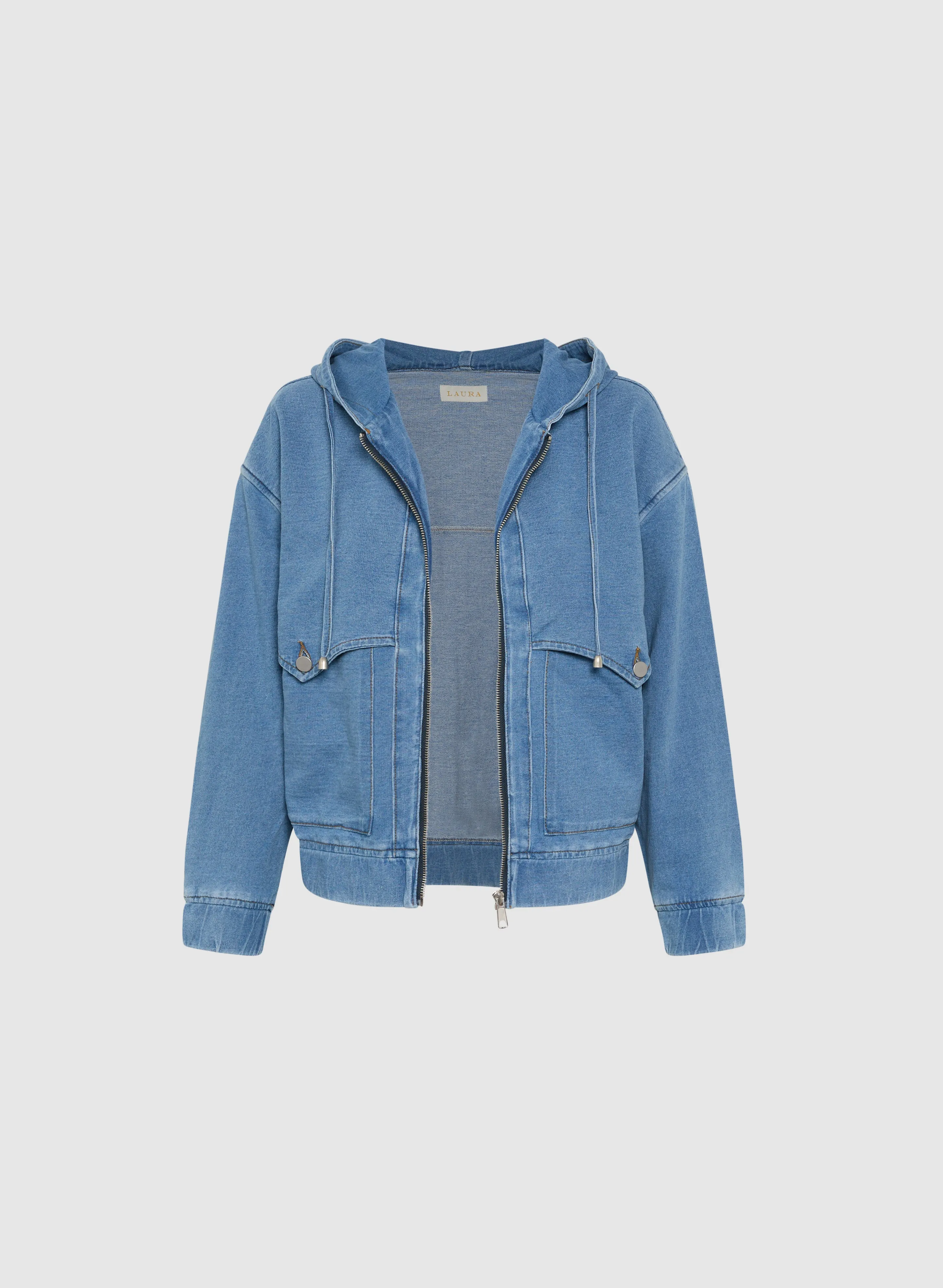 Hooded Denim Bomber Jacket
