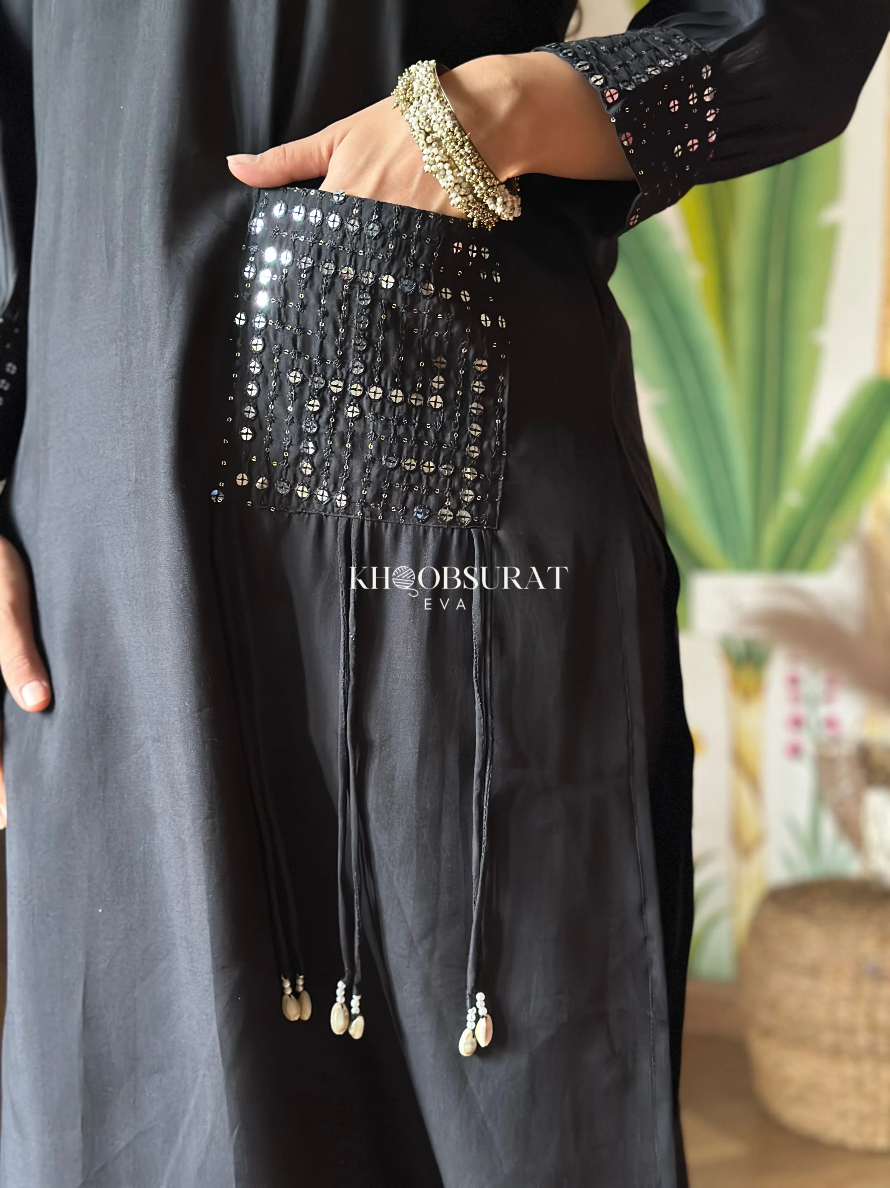 Indian Designer Black Kurta Set