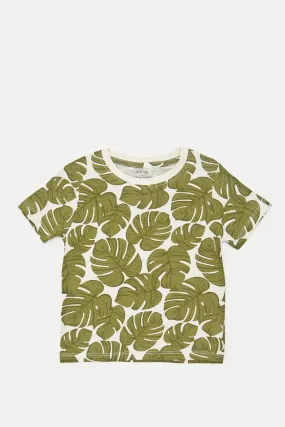 Infant Boys Cream Beach Print T-Shirt