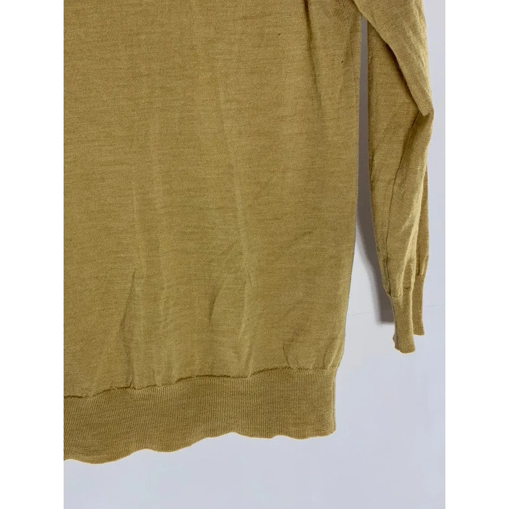 J.CREW Women's Tan Merino Wool Knit Tippi Crewneck Long Sleeve Sweater SZ S
