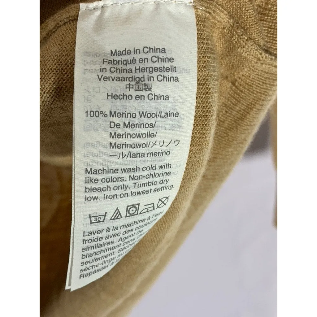 J.CREW Women's Tan Merino Wool Knit Tippi Crewneck Long Sleeve Sweater SZ S