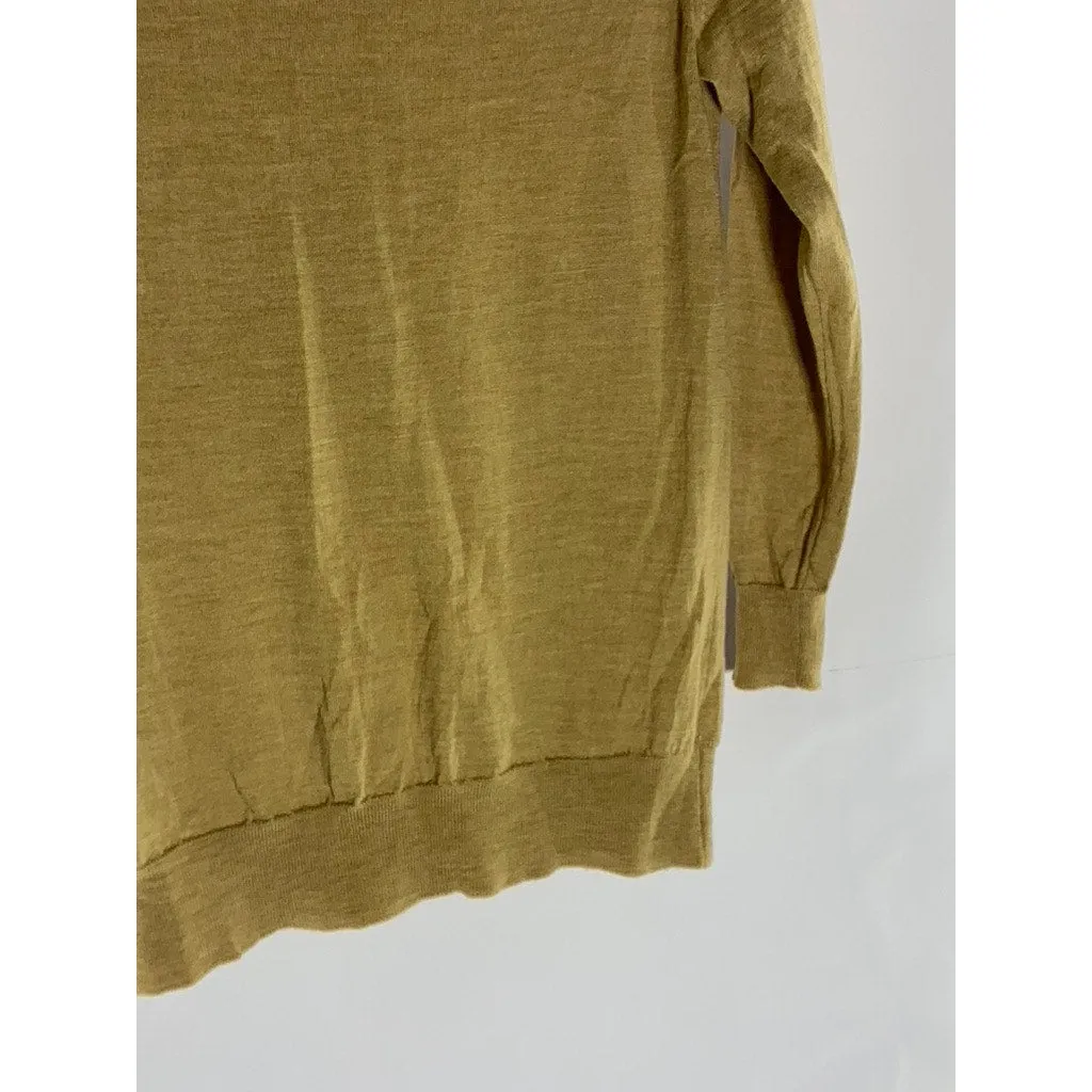 J.CREW Women's Tan Merino Wool Knit Tippi Crewneck Long Sleeve Sweater SZ S