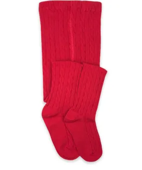 Jefferies Cable Knit Tights - Red (Final Sale)