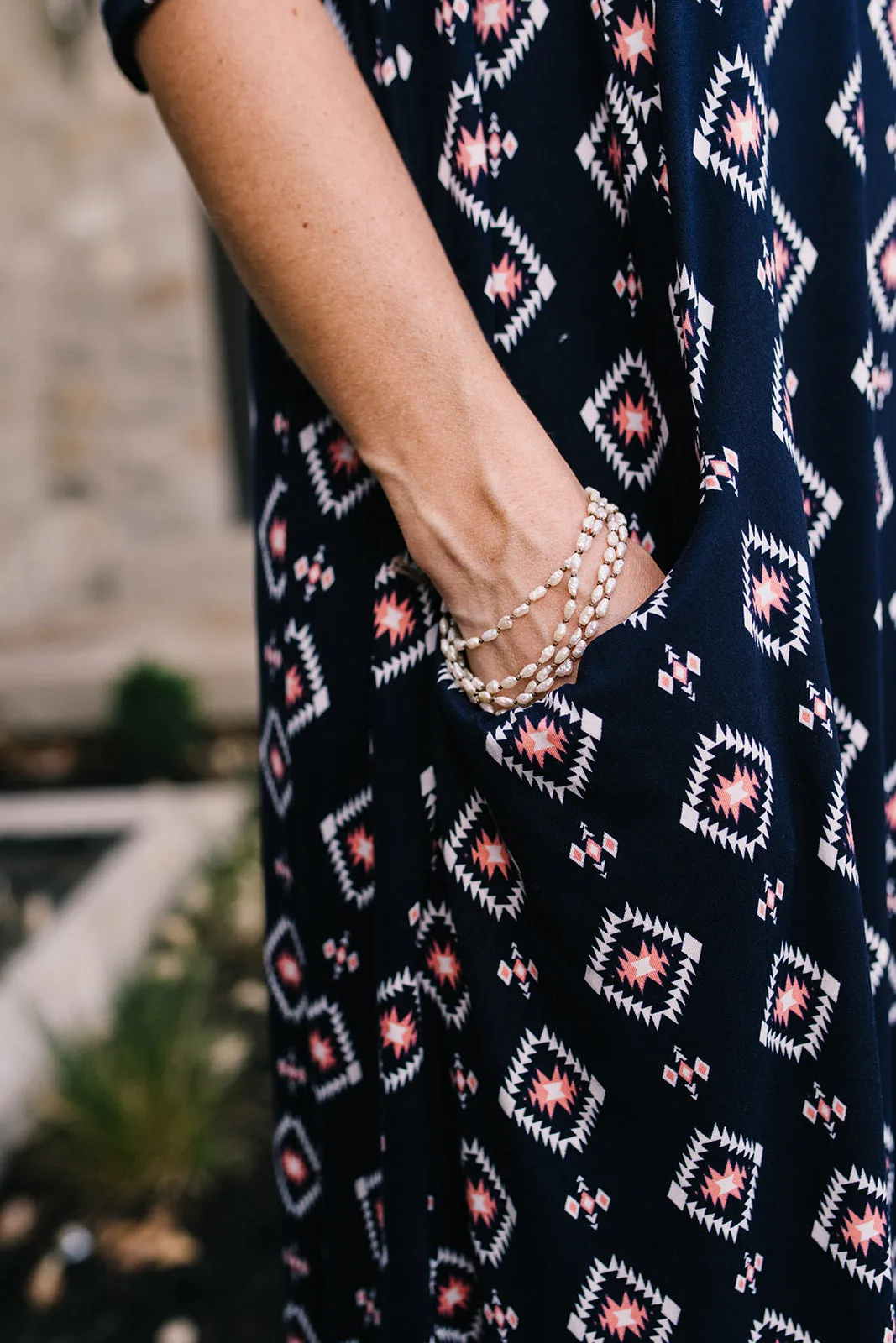 Jessi Dress Navy Aztec Diamond