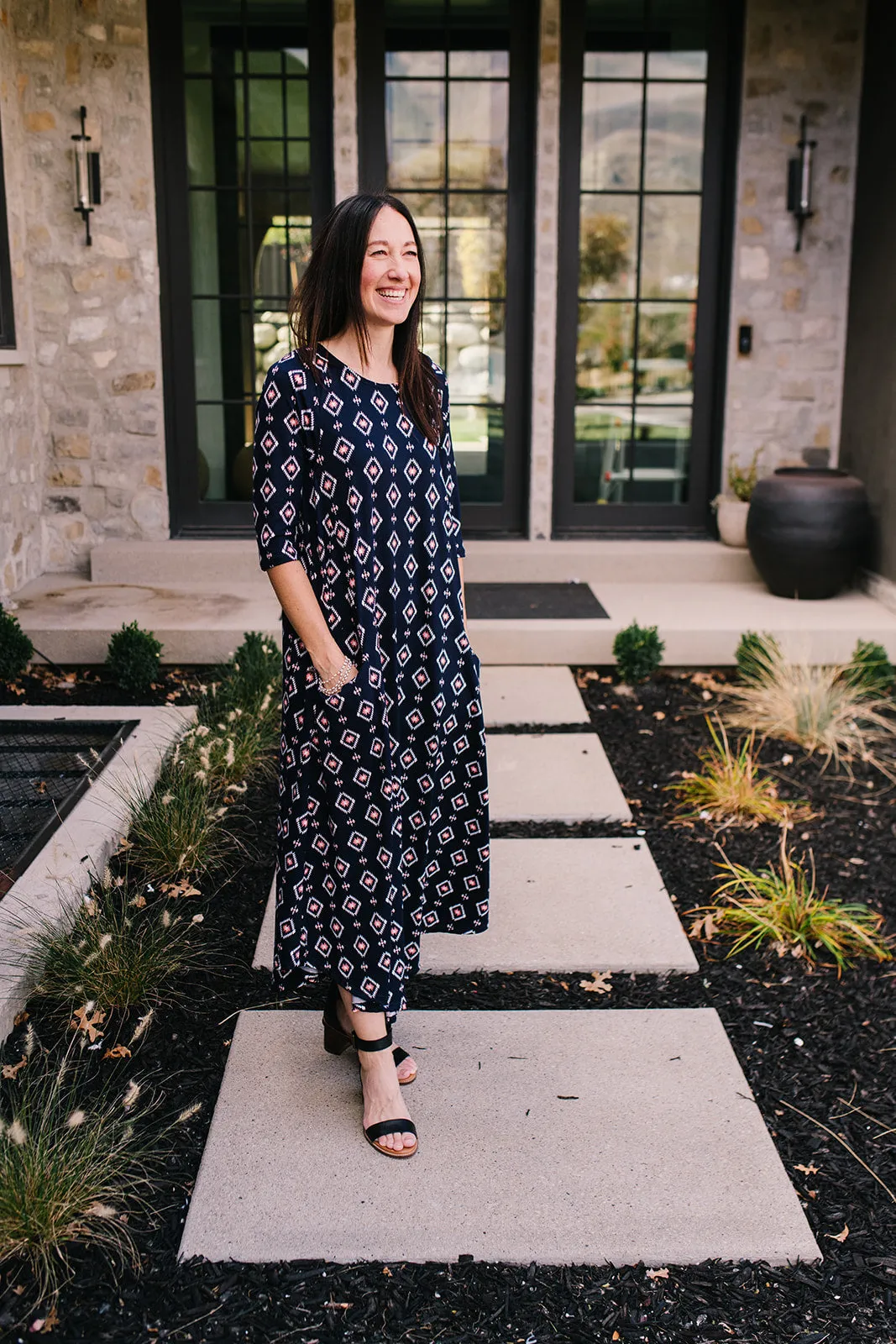 Jessi Dress Navy Aztec Diamond